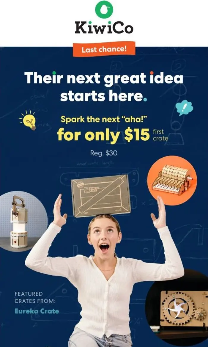 KiwiCo: Ends tonight: $15 first crate (Reg. $30)