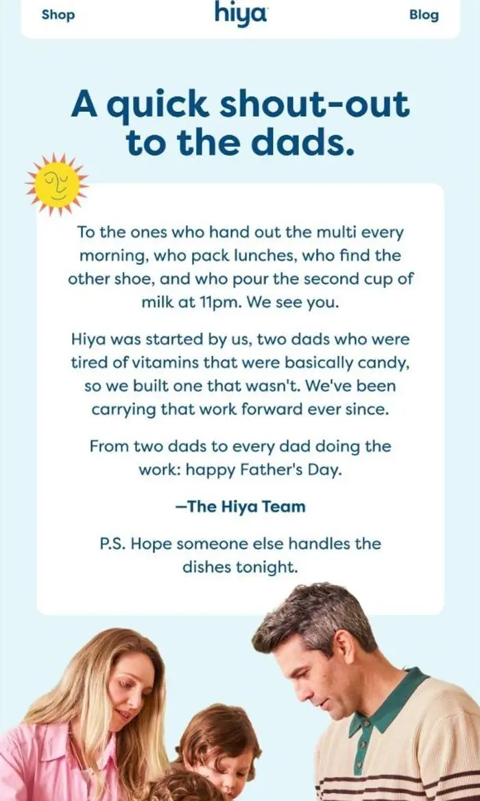Hiya: Here's to the dads