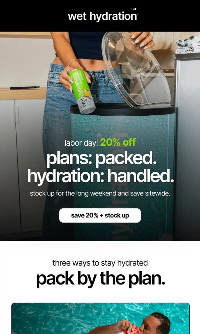 Wet Hydration: 20% off starts now 💧