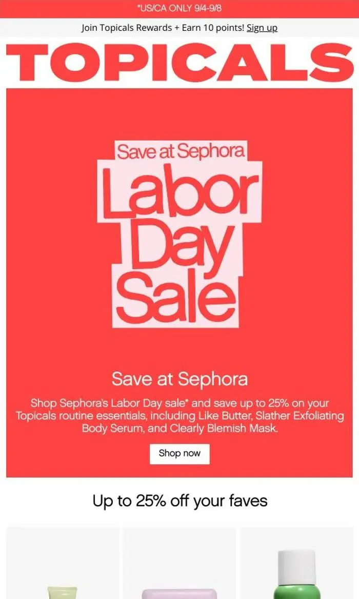 Topicals: Sephora Labor Day Sale Is Here 💸