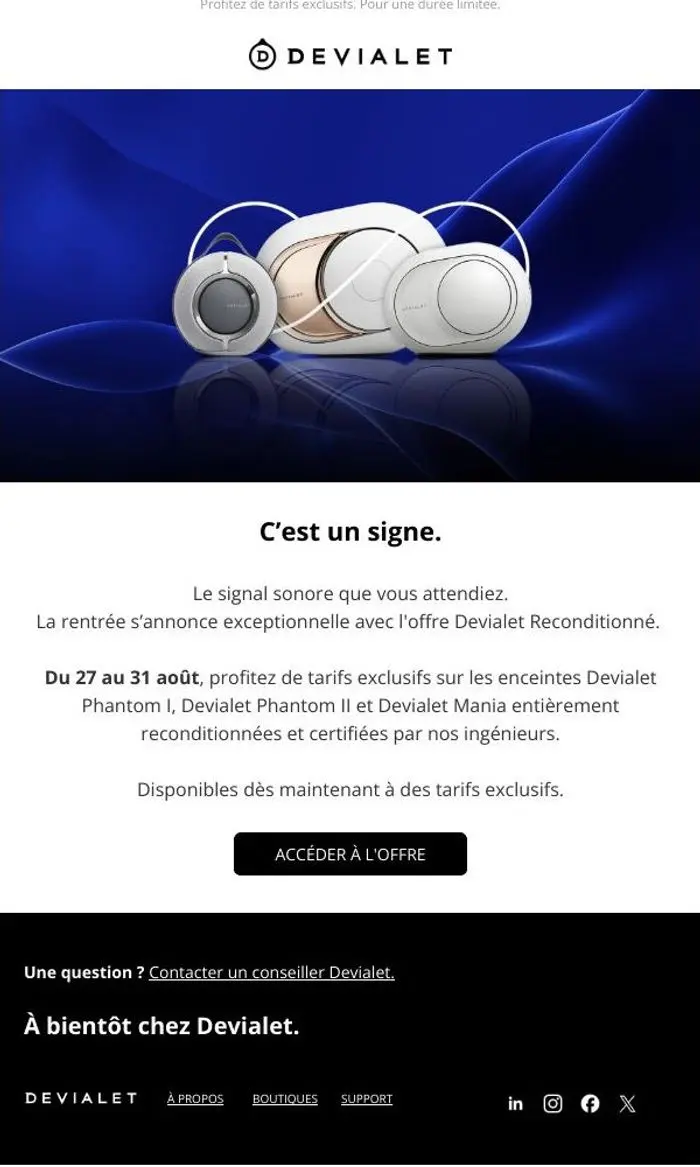 DEVIALET: L’offre Devialet Reconditionné est de retour. 5 jours seulement.