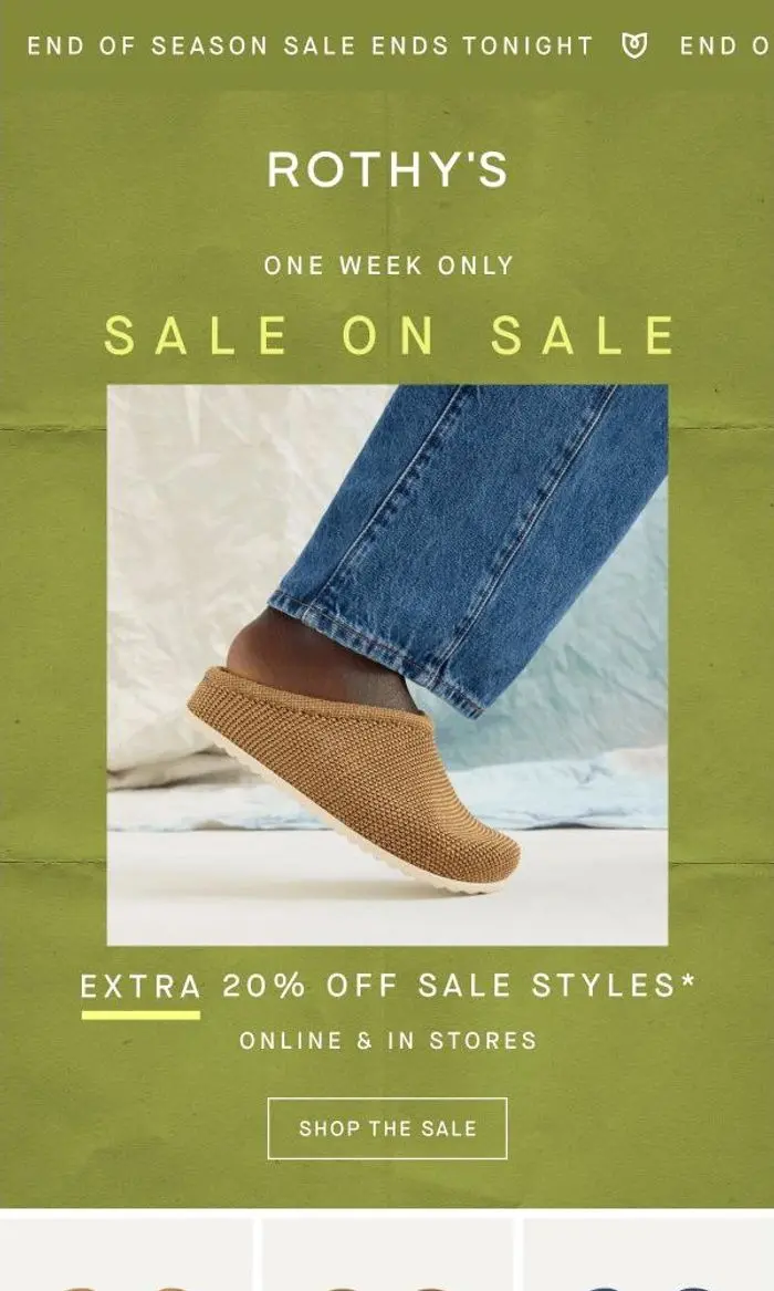 Rothy's: FINAL HOURS: Extra 20% off sale clogs.