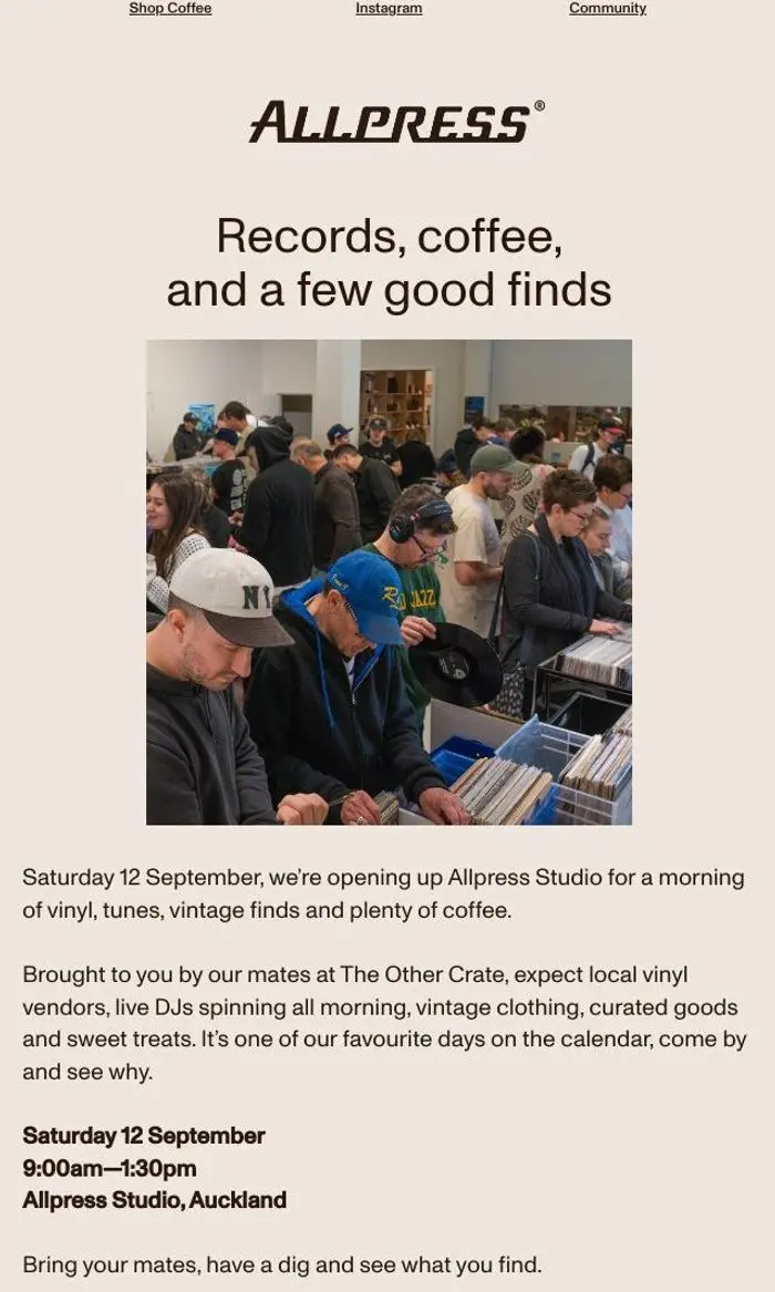 Allpress Espresso New Zealand: Records, coffee, and a few good finds