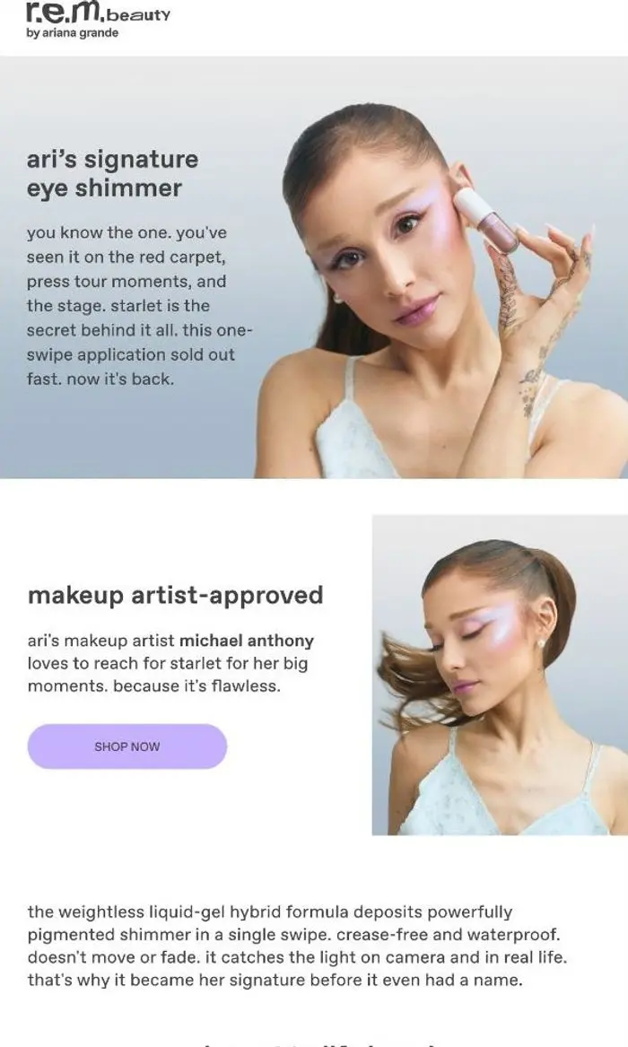 r.e.m. beauty: the shimmer eyeshadow she made iconic