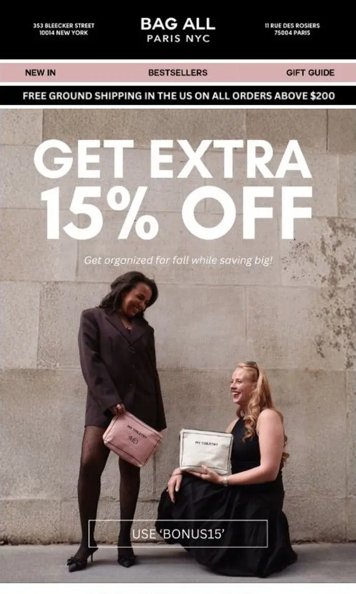 Bag-all: Now get an extra 15% off sale!
