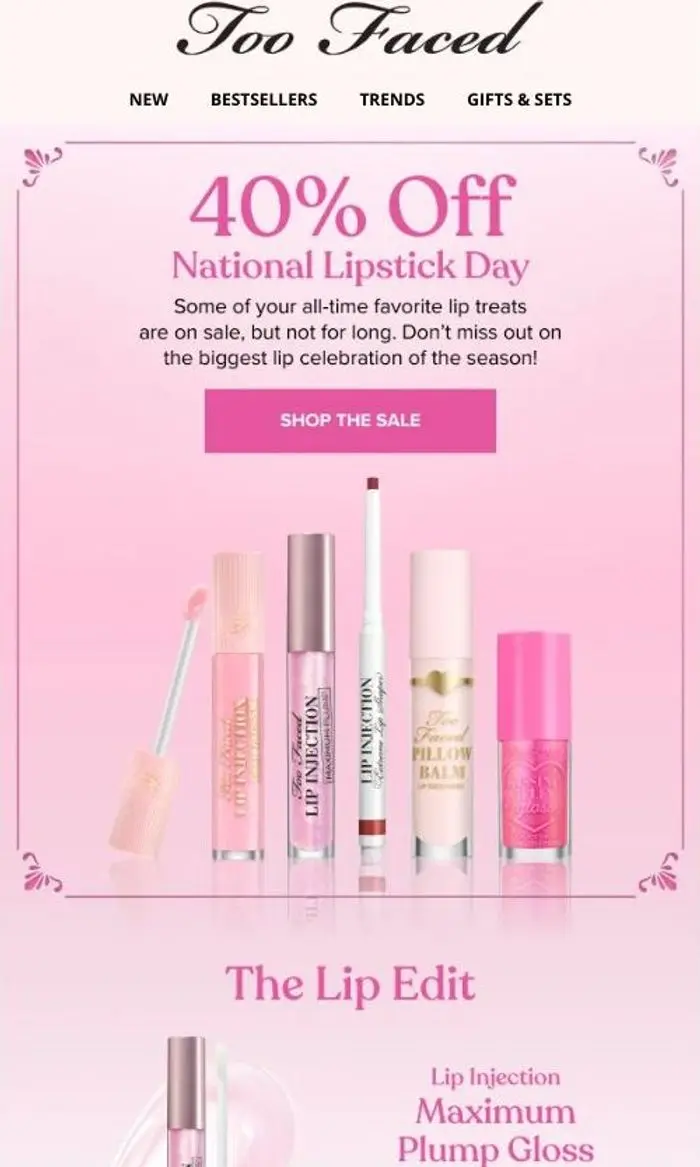 Too Faced Cosmetics: National Lipstick Day Savings are Here!