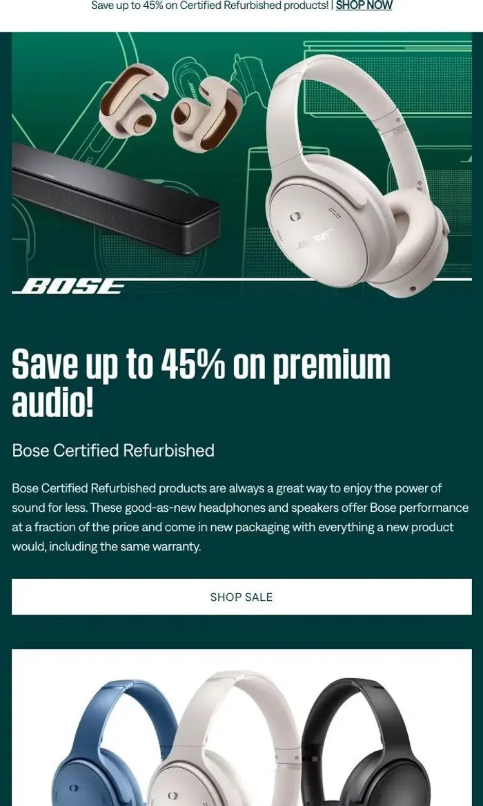 Bose: Up to 45% off refurbished products!