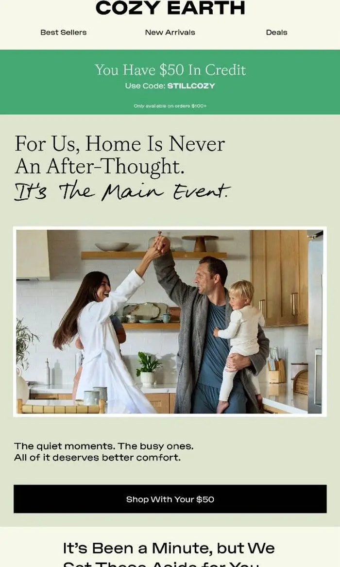 Cozy Earth: You Have $50 In Credit