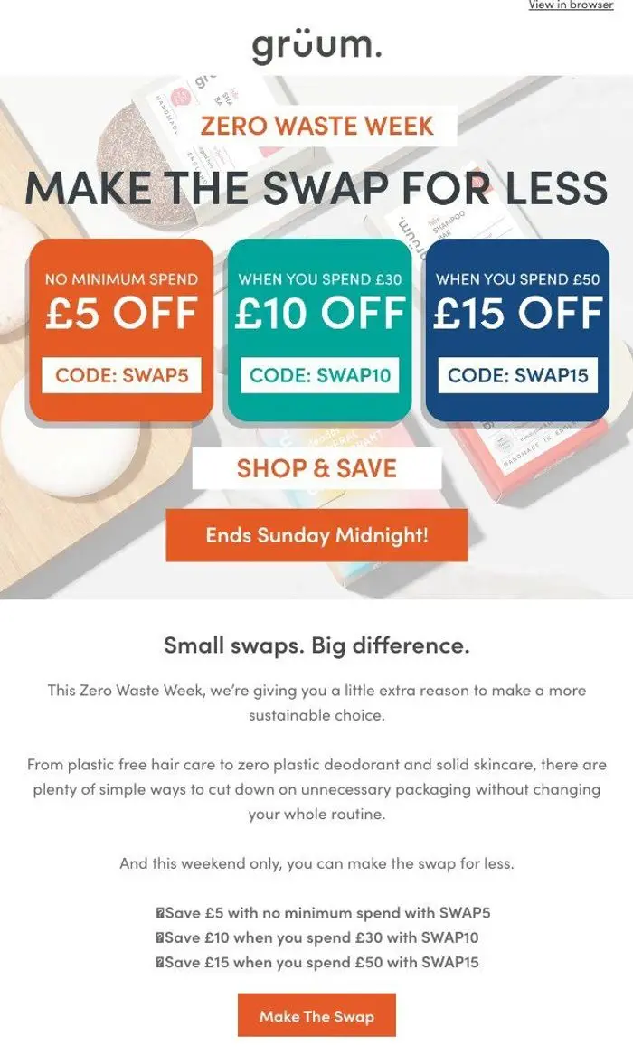 grüum: £5 off. No minimum spend 🌱