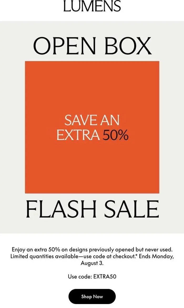 Lumens: Open Box Flash Sale – Extra 50% Off
