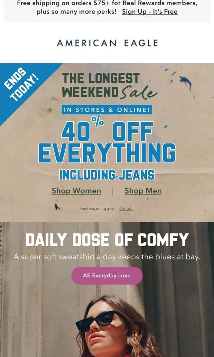 American Eagle: Daily forecast calls for: sweatshirts🌧️☀️🌈🌙
