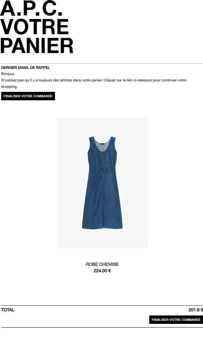 A.P.C.: Vos articles vous attendent.