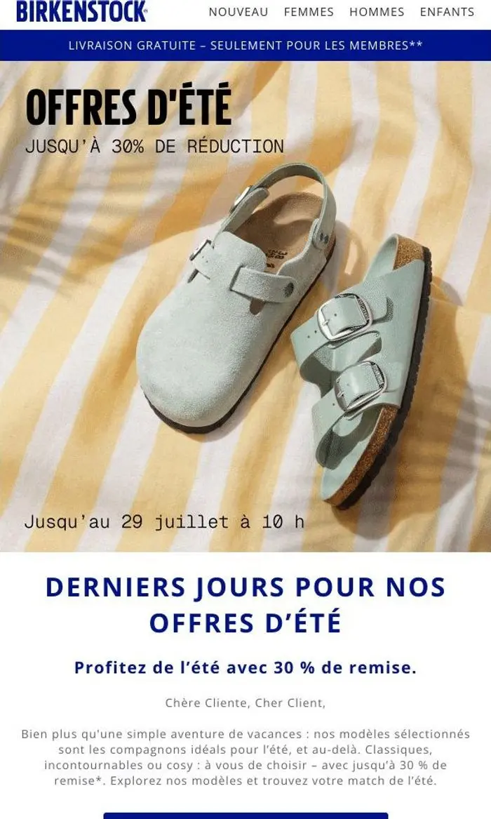 BIRKENSTOCK: Jusqu’à -30 % : profitez en tant qu’il est temps
