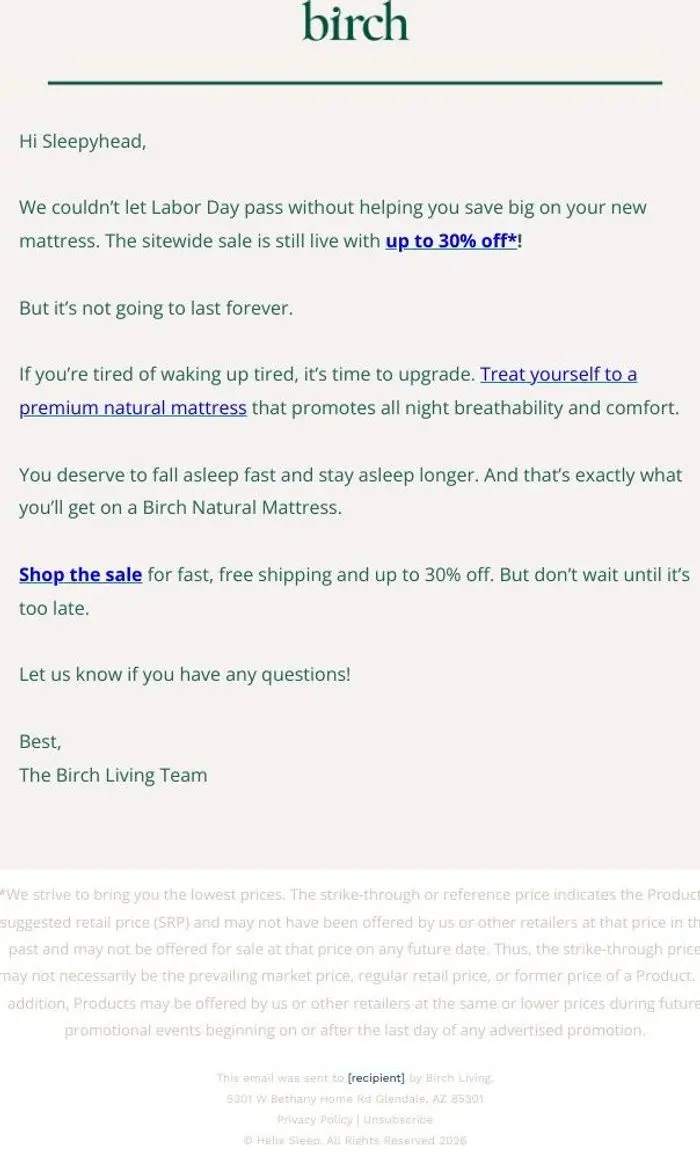 Birch: The Labor Day Sale ends soon!