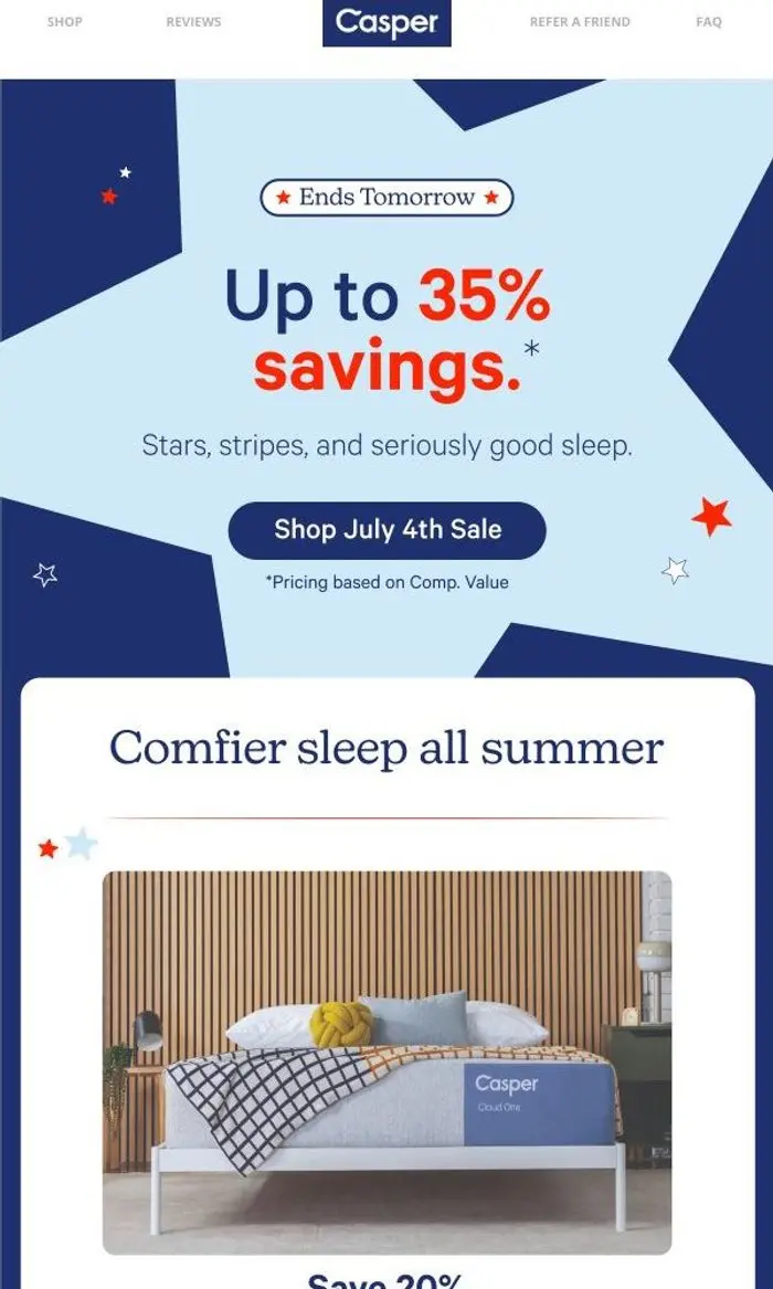 Casper: Up to 35% savings ends TOMORROW.*