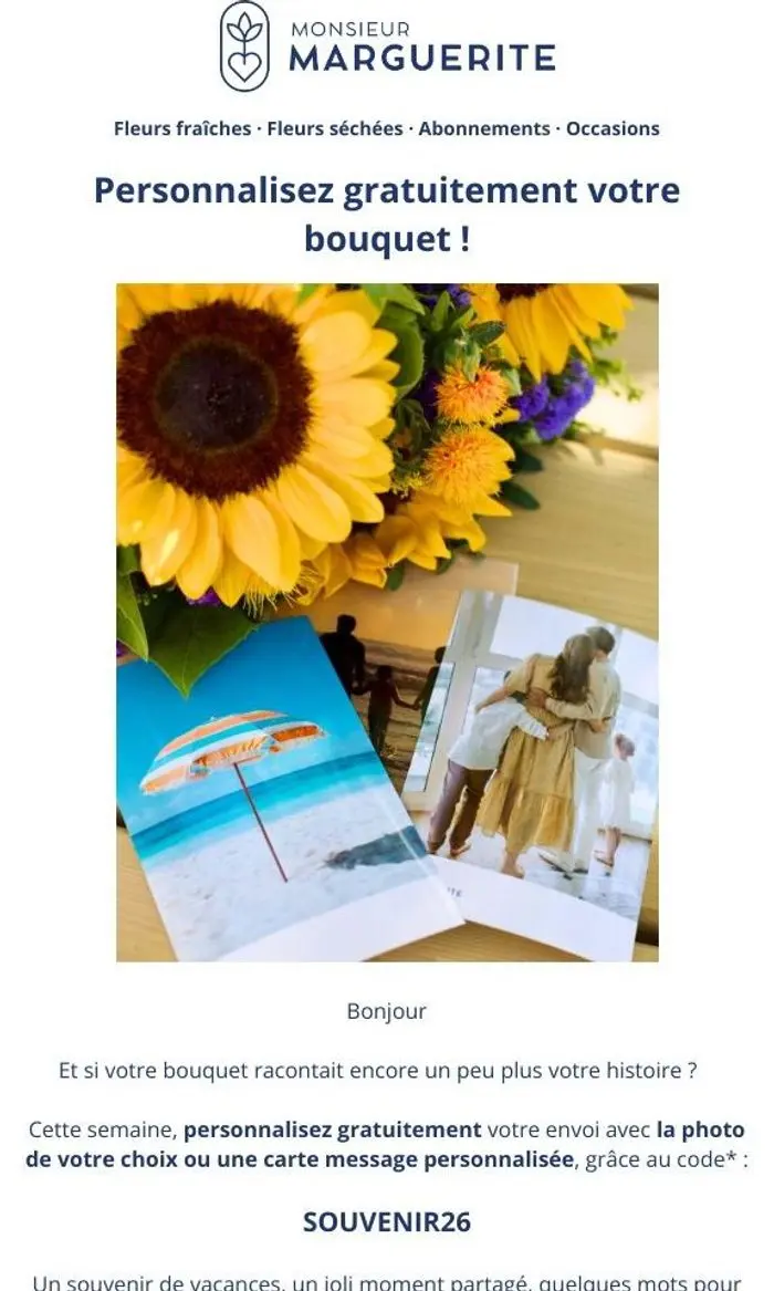 Monsieur Marguerite: 📷 Votre photo ou carte personnalisée offerte !