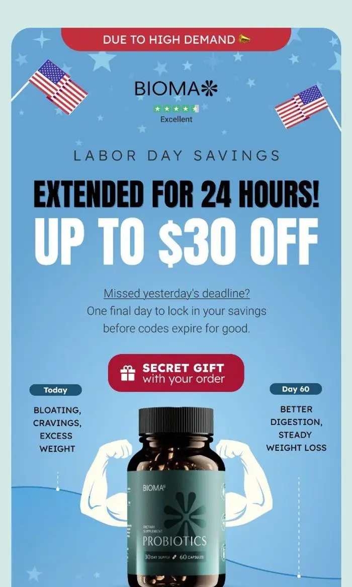 Bioma Health: Plot twist: it's still Labor Day.