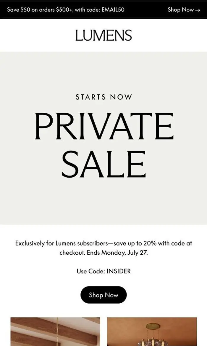 Lumens: You’re Invited: Private Sale Starts Now 