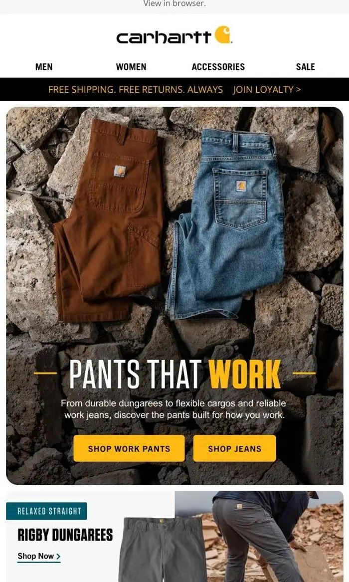 Carhartt: Tough work pants for every shift