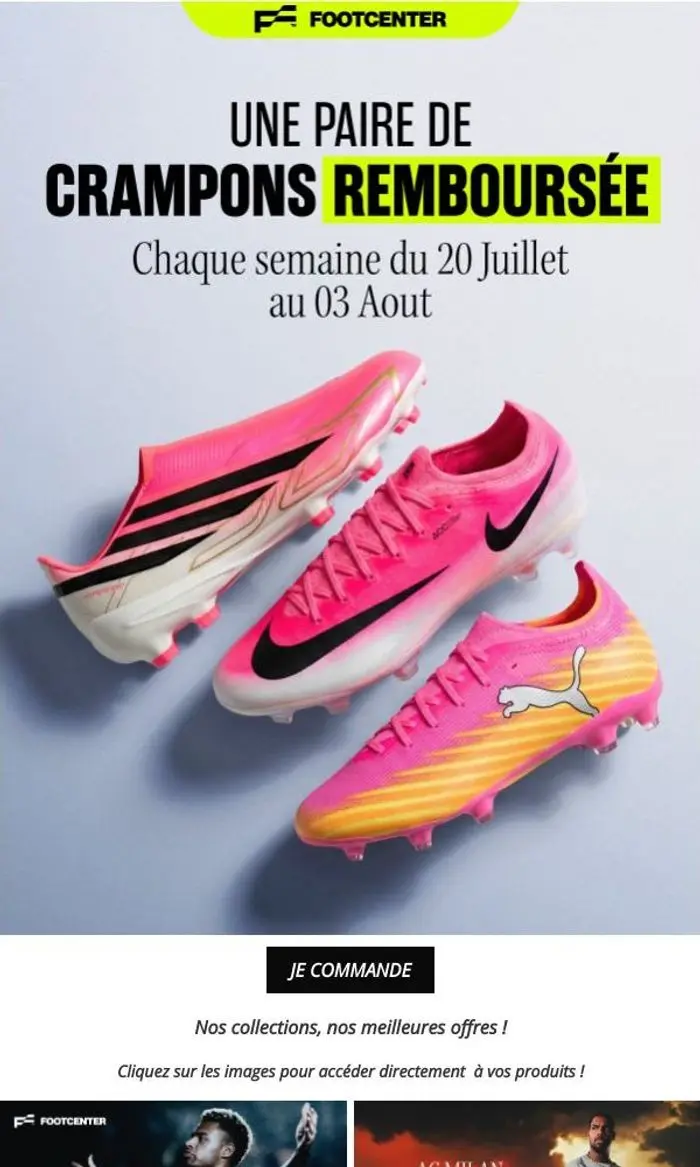 Footcenter: ⚽🎁1 paire de crampons remboursée par semaine.