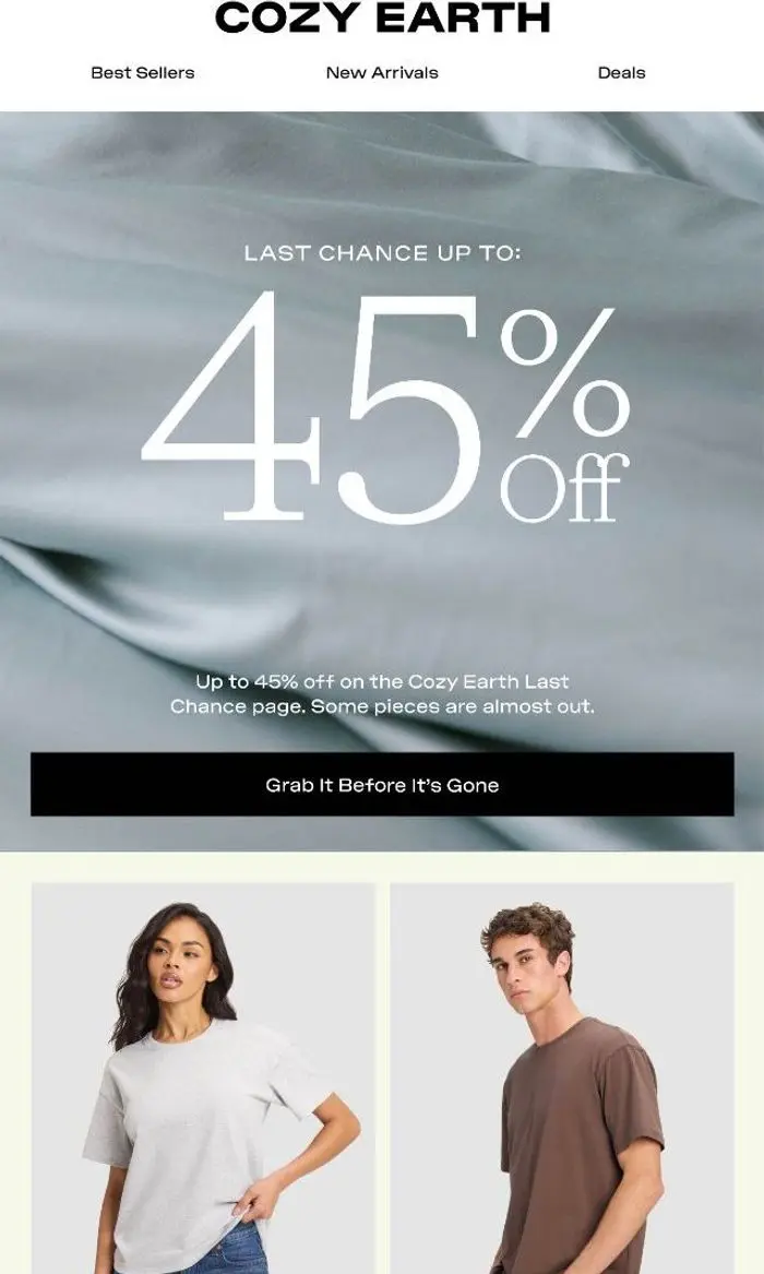 Cozy Earth: Up to 45% off. Moving fast.
