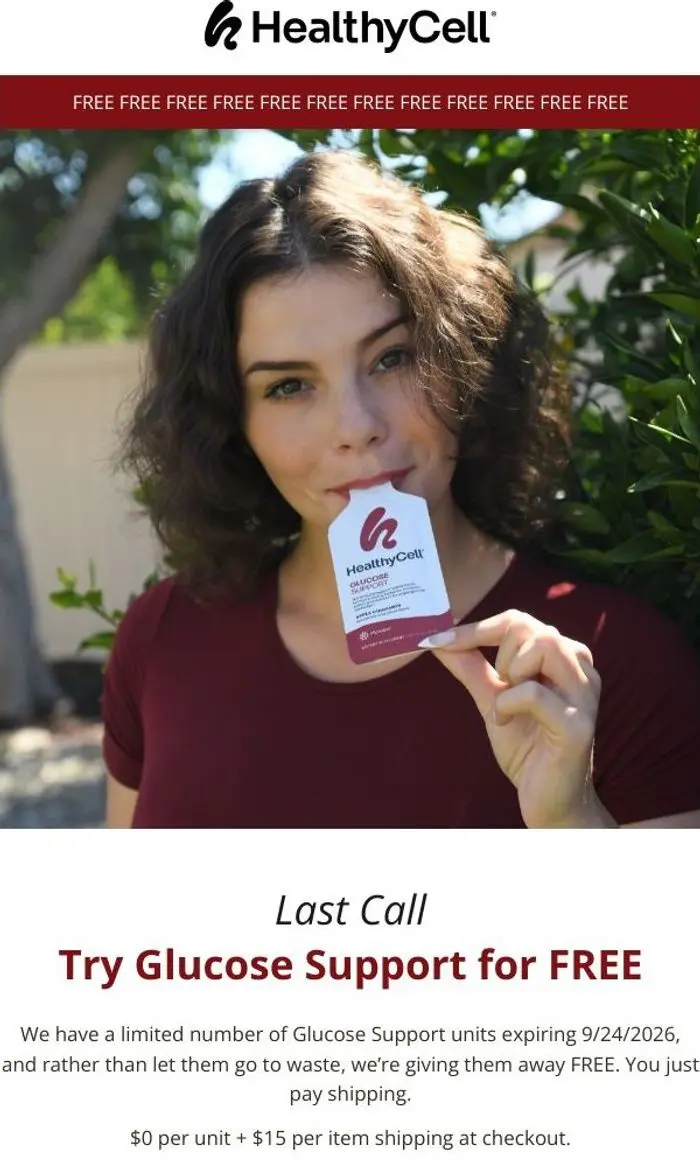 HealthyCell: Last call for FREE Glucose Support