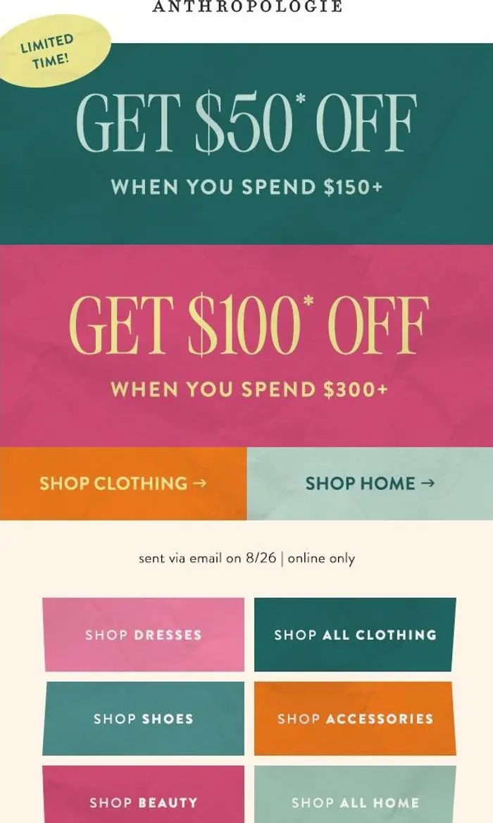 Anthropologie: Shop now, get up to $100 later for a limited time!
