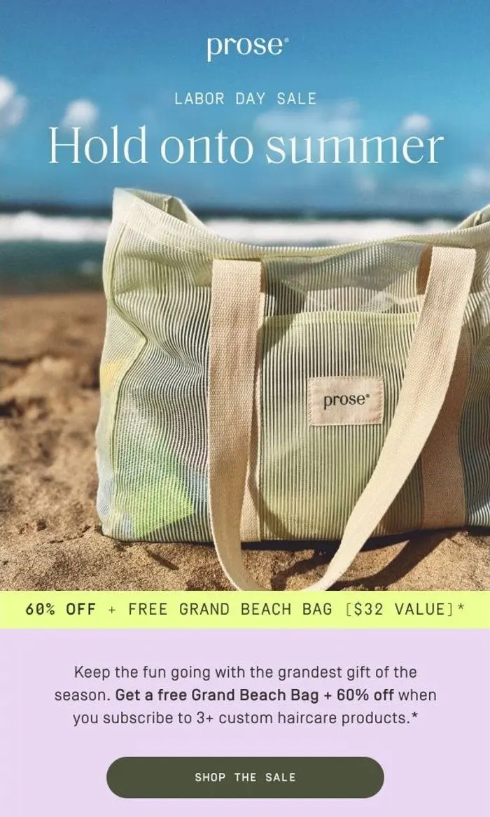 Prose: LABOR DAY SALE: 60% off + free gift