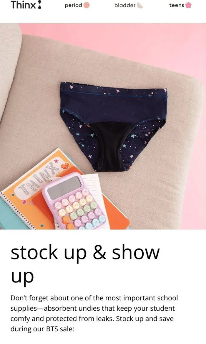 Thinx Inc.: ✏️ Back to school bonus