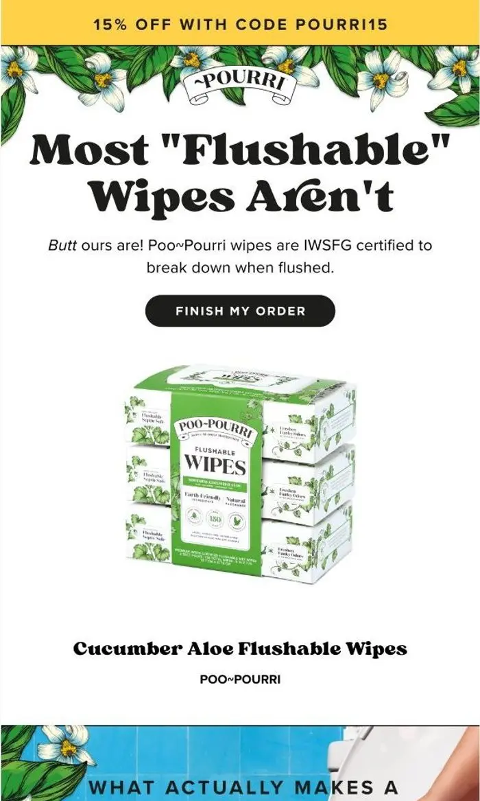 ~Pourri: Flush our wipes, not these savings!