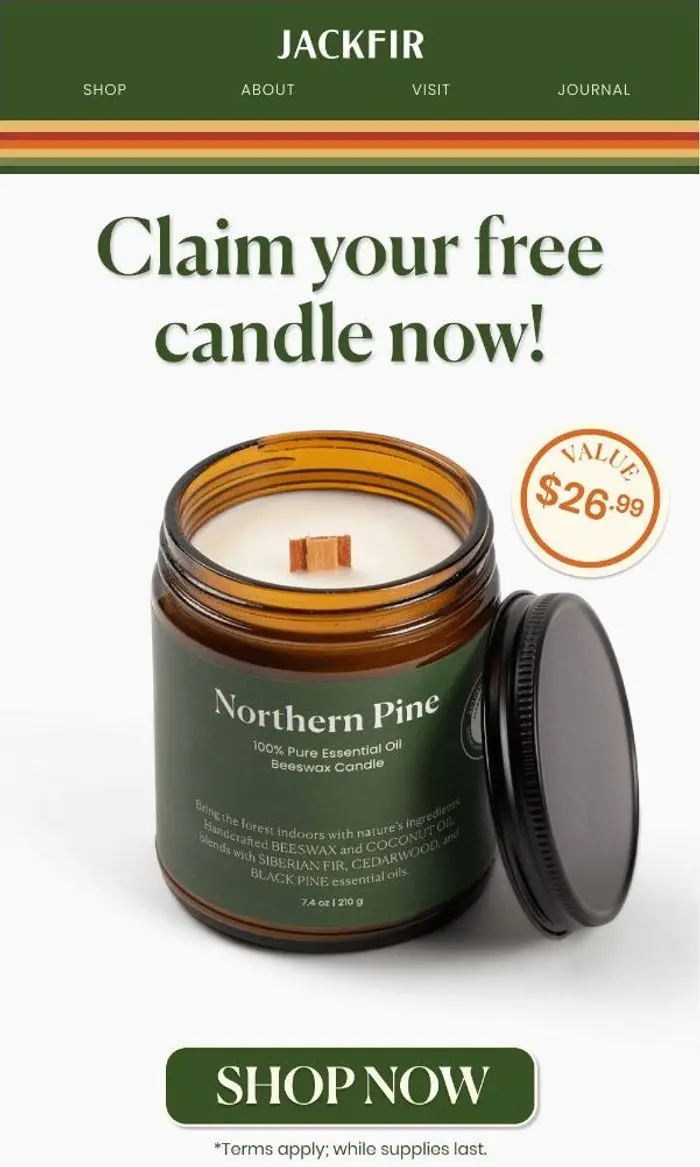 Jackfir: Don't Miss Out: Free Candle Today! 🕯️