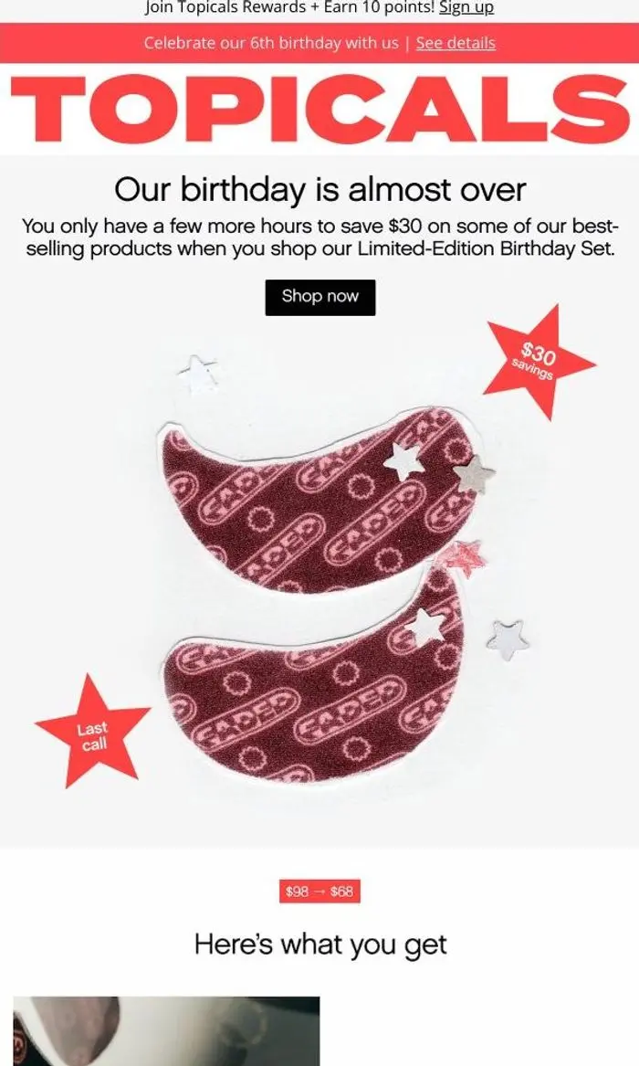 Topicals: $30 Off ENDS TONIGHT