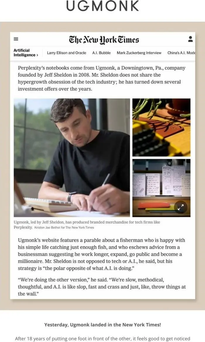 Ugmonk: We're in the NYT (and not for what you'd expect)
