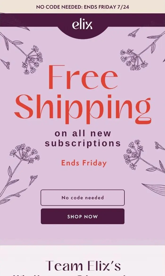 Elix: Free shipping through Friday 🚚