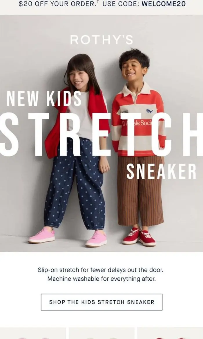 Rothy's: NEW! Kids S-T-R-E-T-C-H Sneaker.
