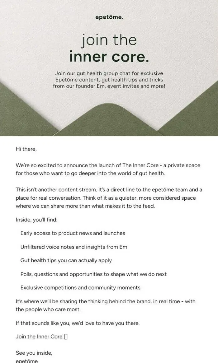 epetōme.: You’re invited - welcome to The Inner Core 💚