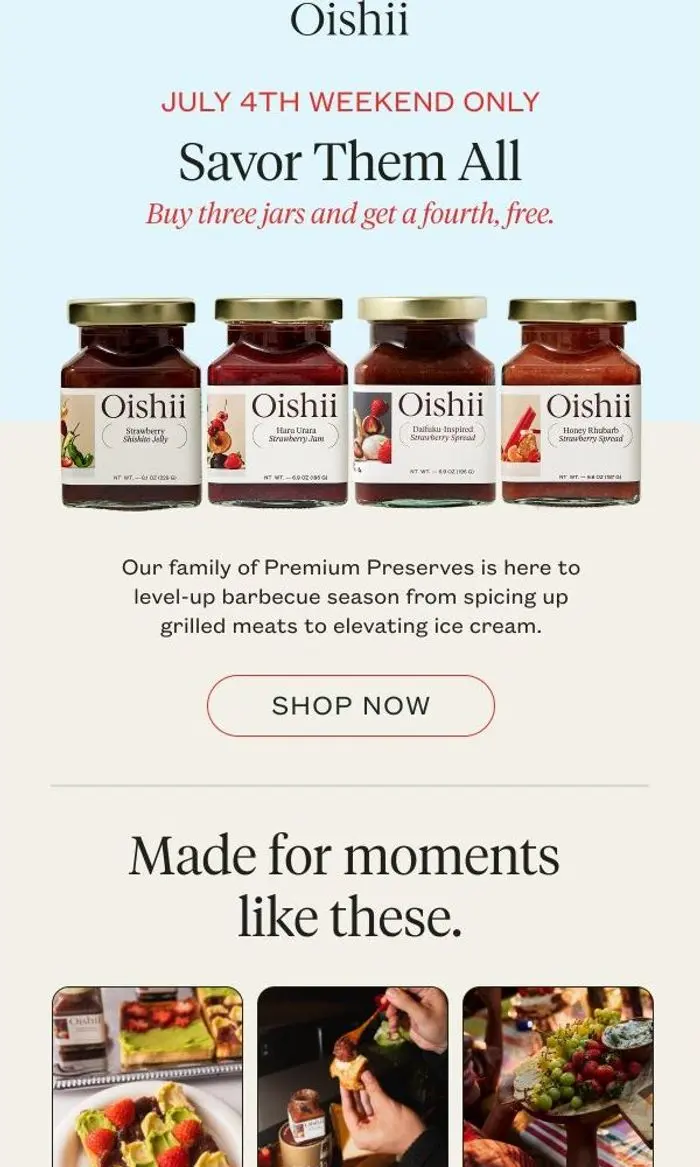 Oishii: The 4th is our free gift to you