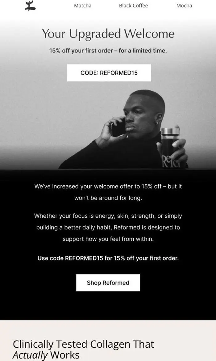Feel Reformed: We’ve upgraded your offer, now 15% off.