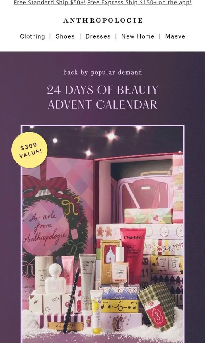 Anthropologie: Beauty Advent Calendars: Start gifting early