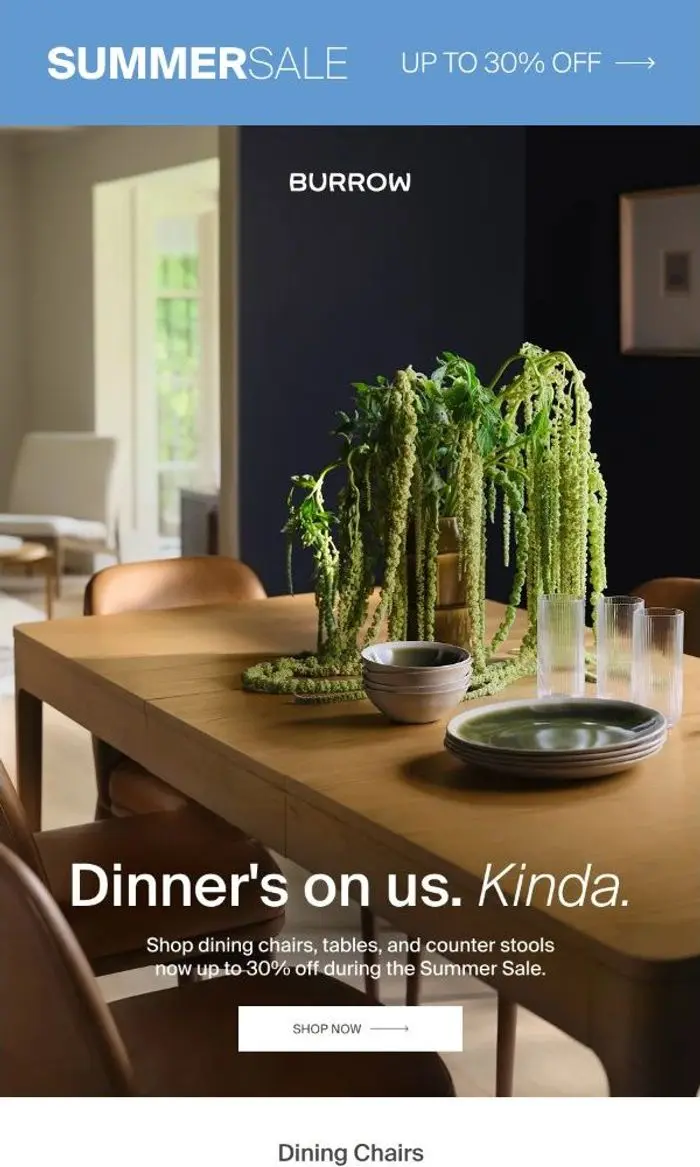 Burrow: The Summer Sale hits the dining room