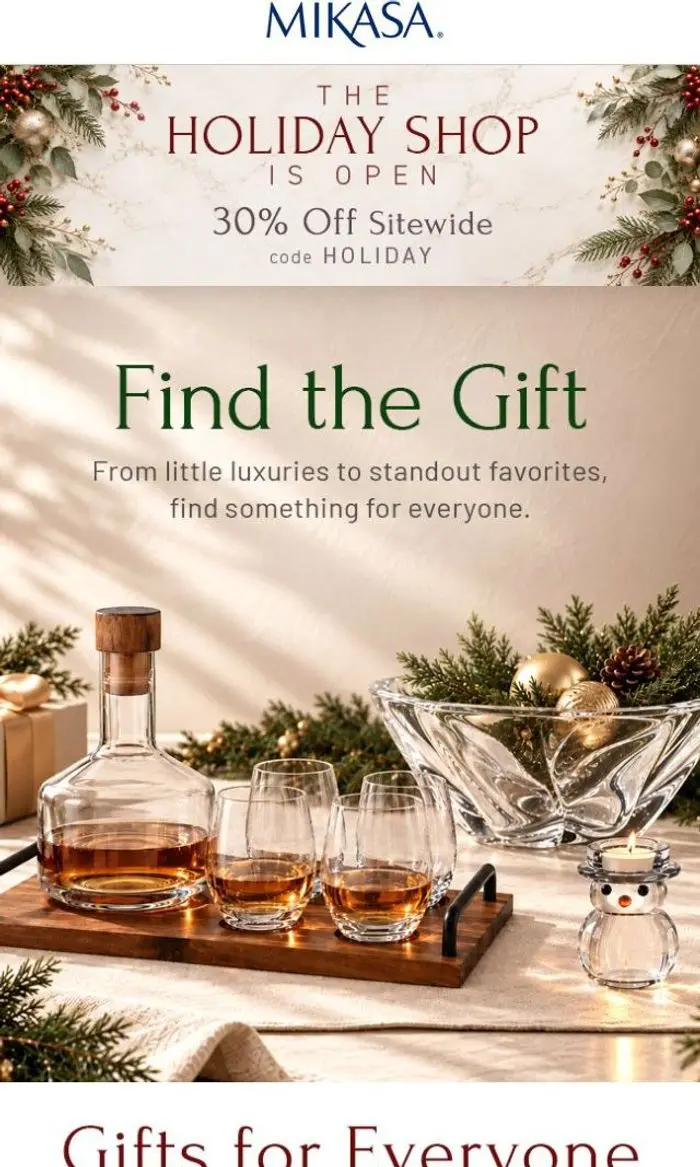 Mikasa: Almost Over! 🎁 30% Off Holiday Gifts Ends Tomorrow