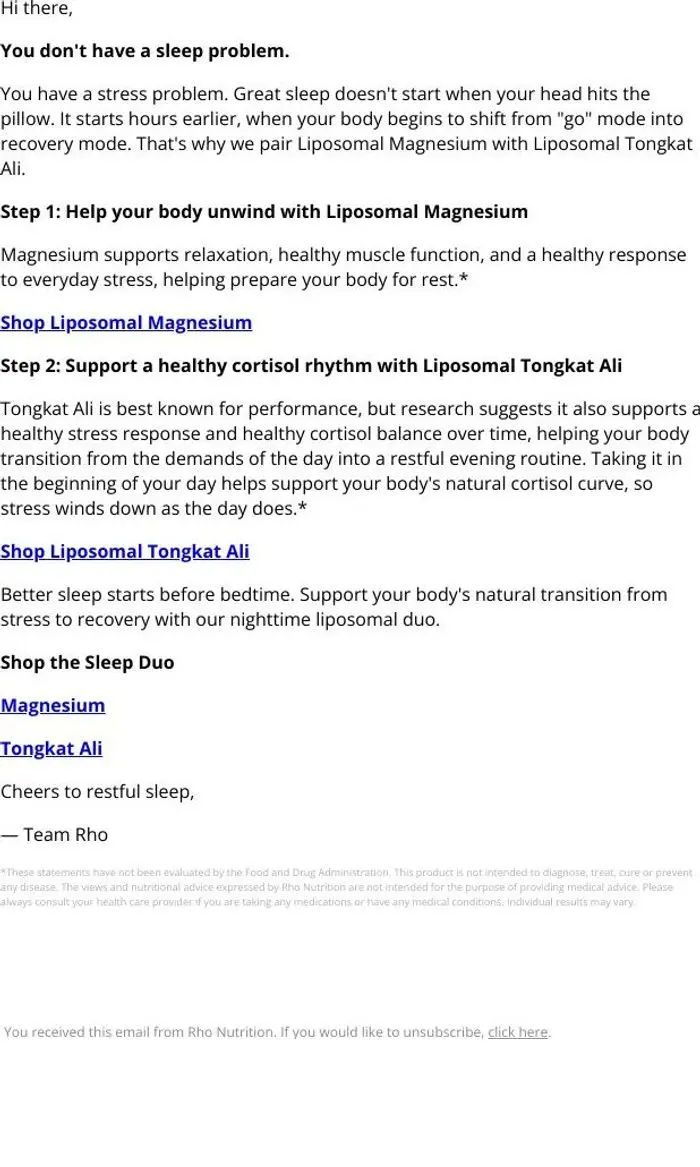 Rho Nutrition: The first step to better sleep
