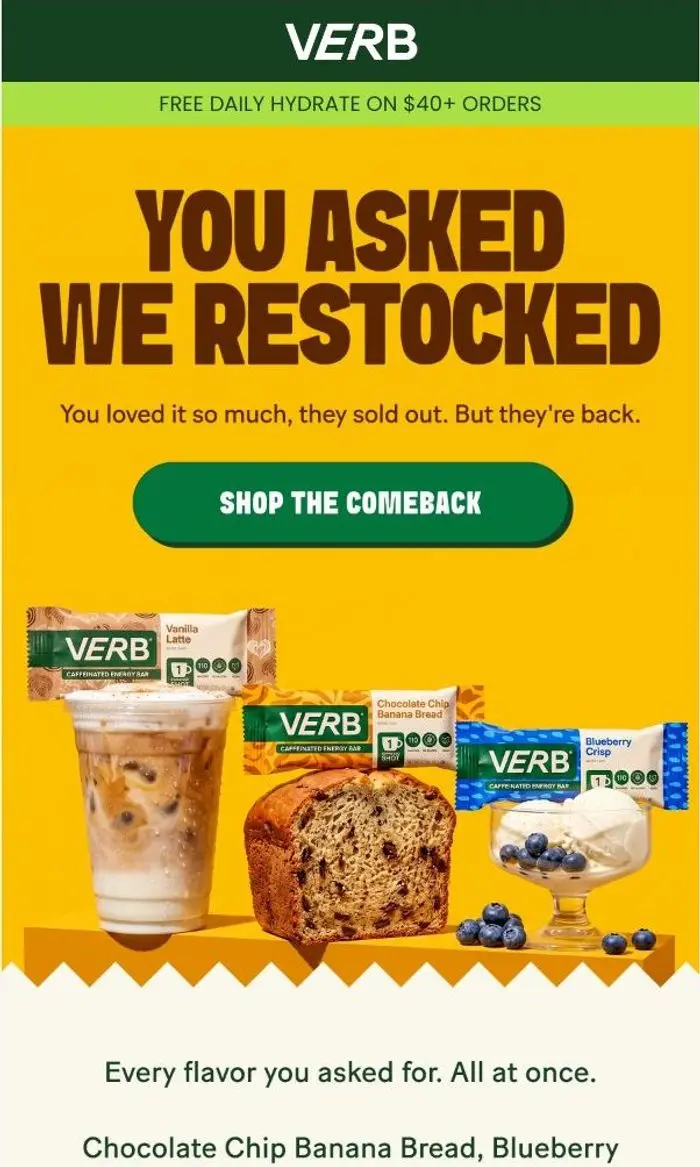 Verb Energy: Sold out. Because you loved it.
