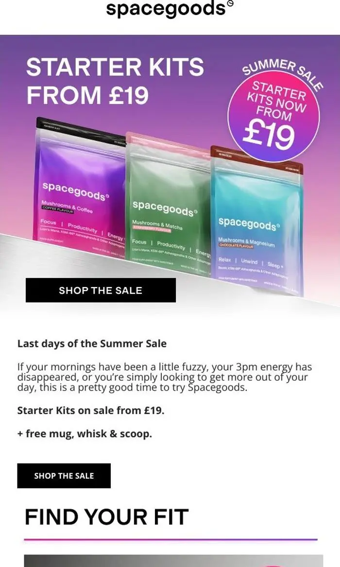 Spacegoods: Ending Soon: Starter kits from only £19 🏖️