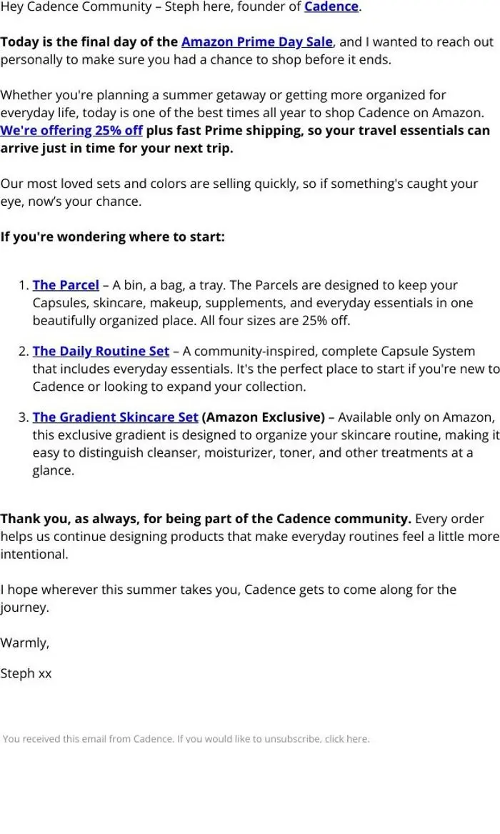 Cadence: A note from our founder before Prime Day + 25% off ends today