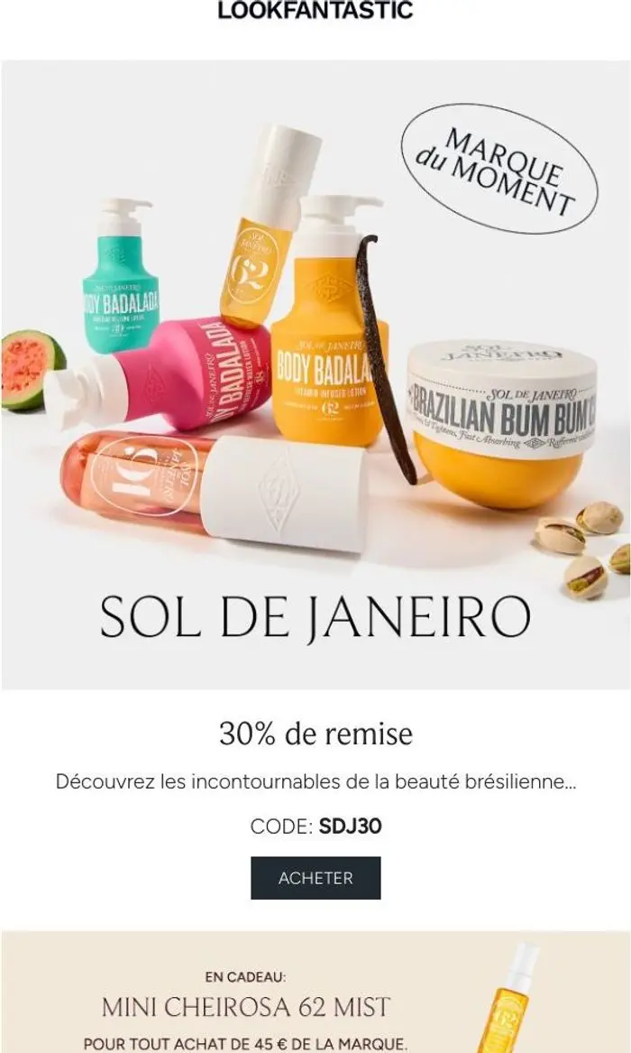 LOOKFANTASTIC: -30 % sur Sol de Janeiro | Email exclusif