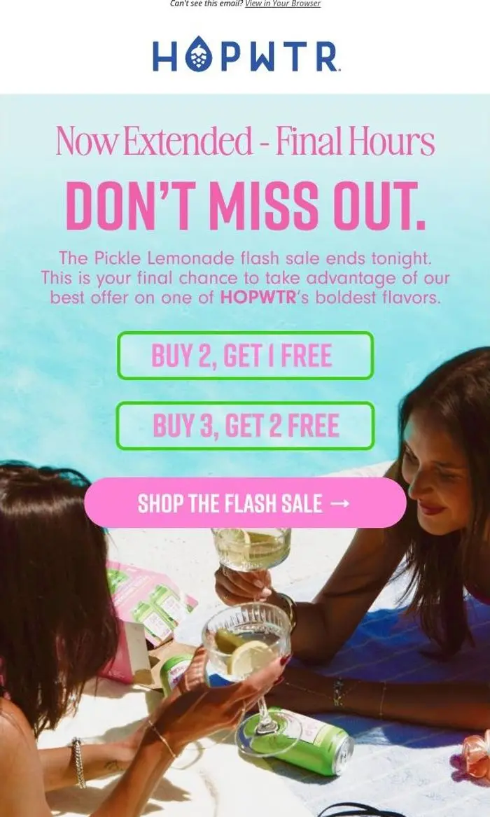 HOPWTR: One More Day: Pickle Lemonade Flash Sale!