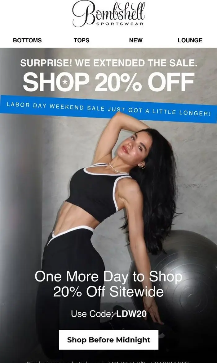 Bombshell Sportswear: Missed It? We Extended 20% OFF 🎉
