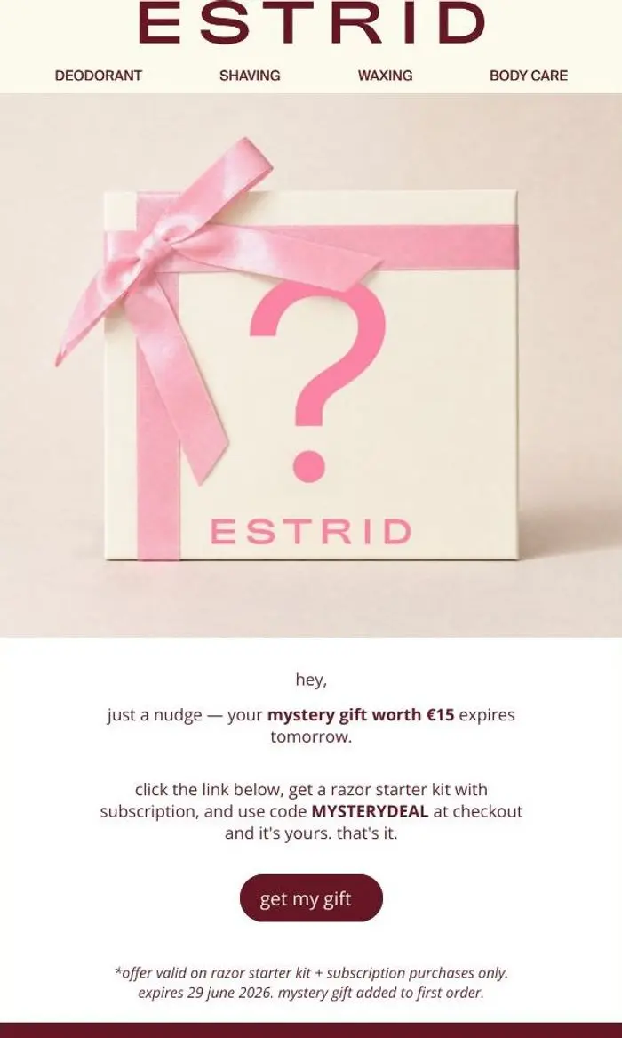 Estrid: your mystery gift is still waiting