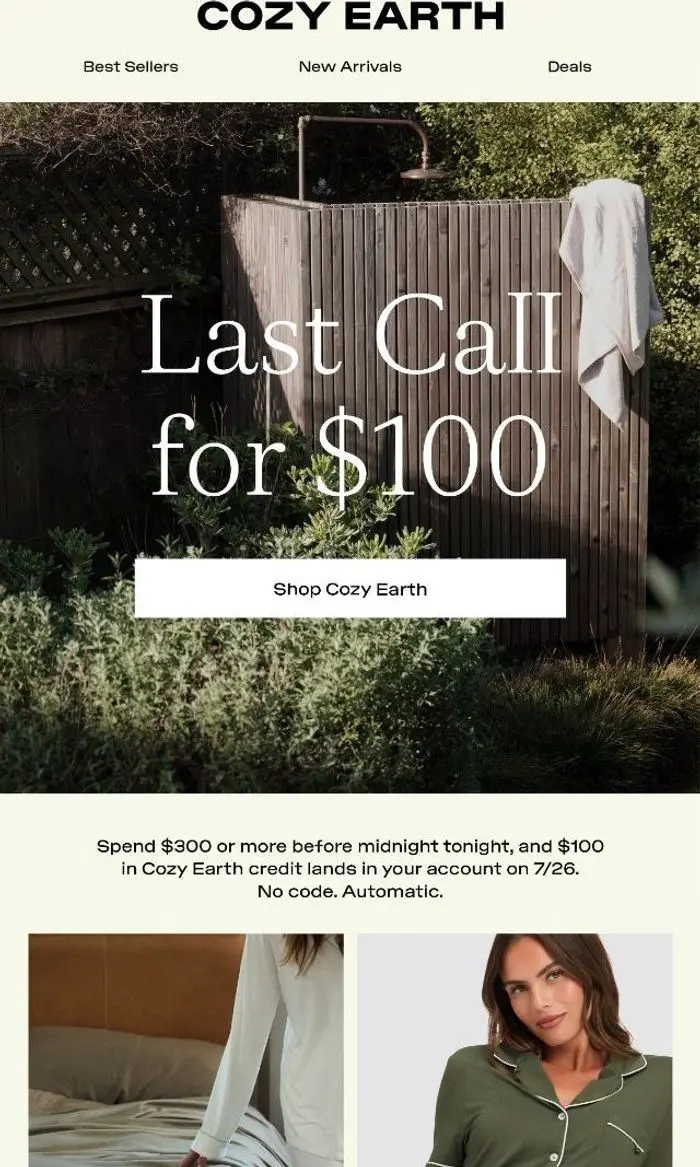 Cozy Earth: $100 Credit: Last Chance ⏳